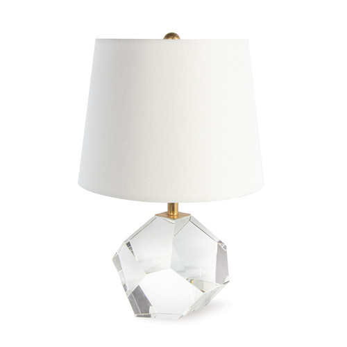 Small Crystal Table Lamp shaped like a hexagon with white shade